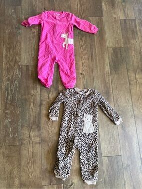 SALE 🛍️ 3T Pink Unicorn Toddler One-Piece Fleece PJs